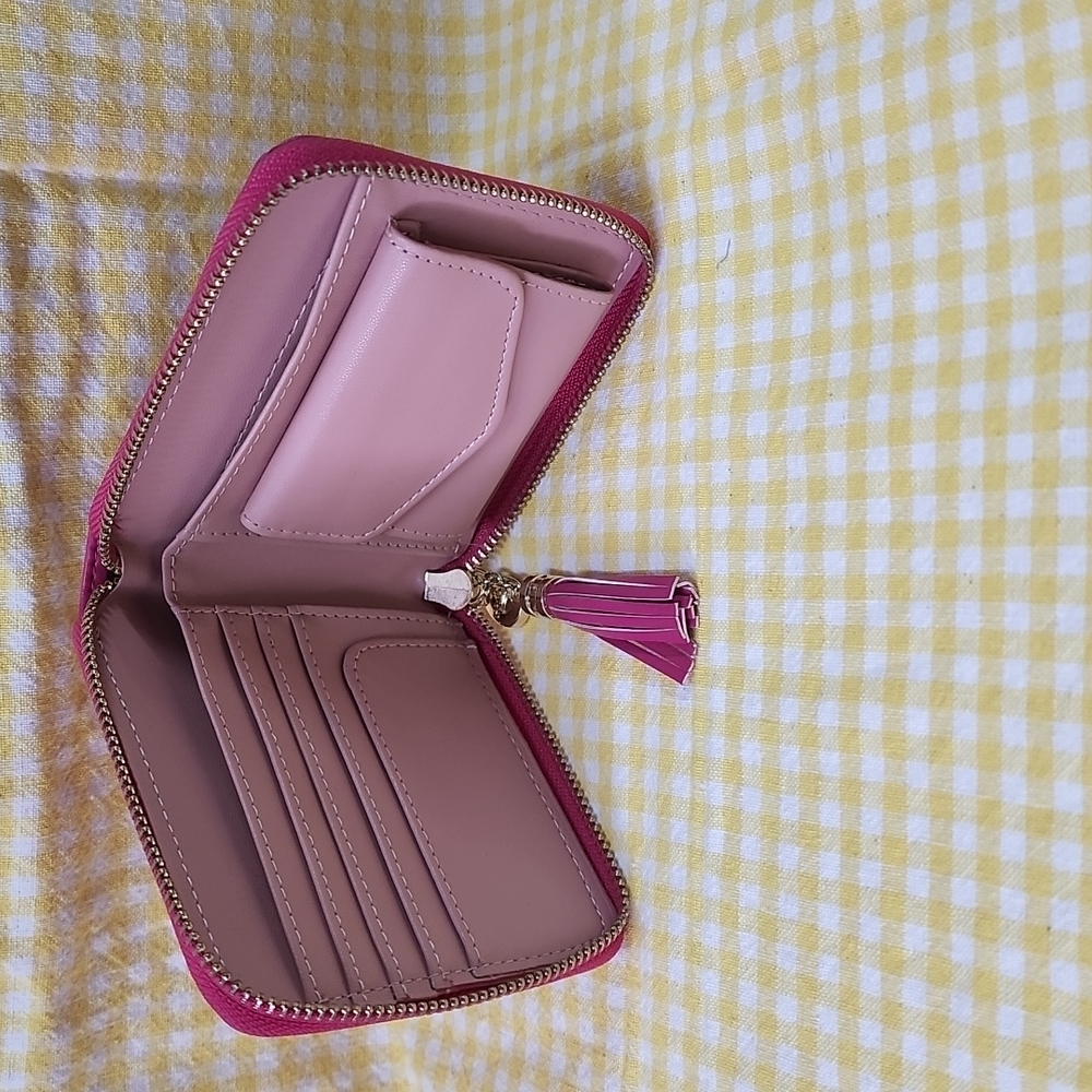 Pink zip up wallet